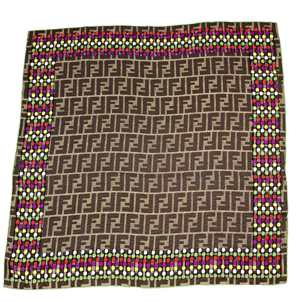Fendi Brown and Multicolor Dot Scarf